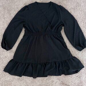 Shein Women's Curve Long Sleeve V-neck Plus Size 2XL Dress Black